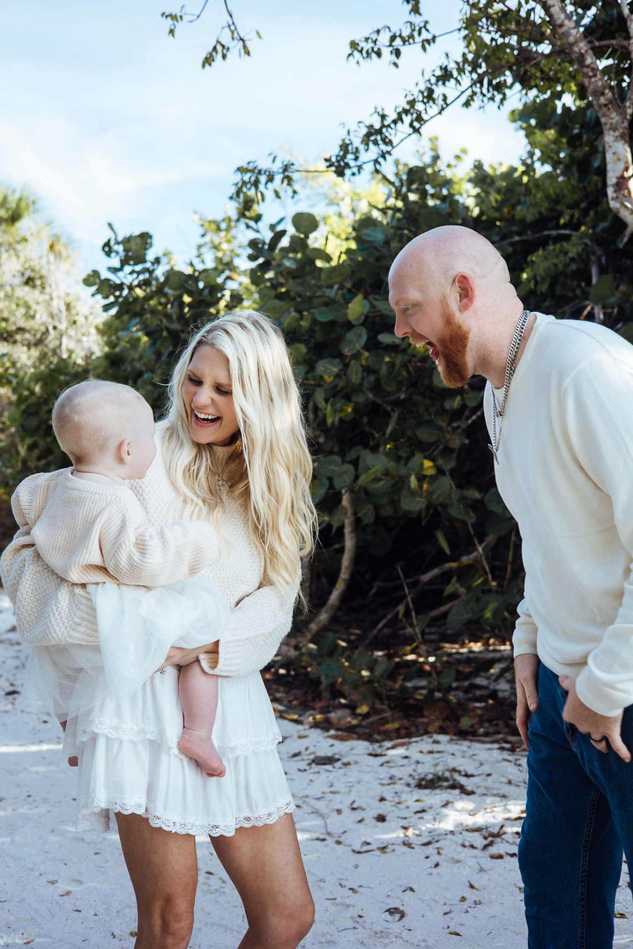Dolan Bechtol with his wife and baby daughter outdoors in Southwest Florida